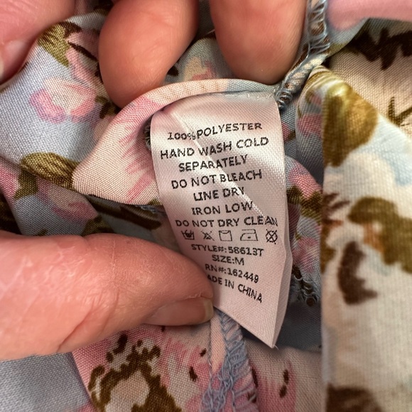 Floral Blue and Pink Women's Top - Picture 8 of 8